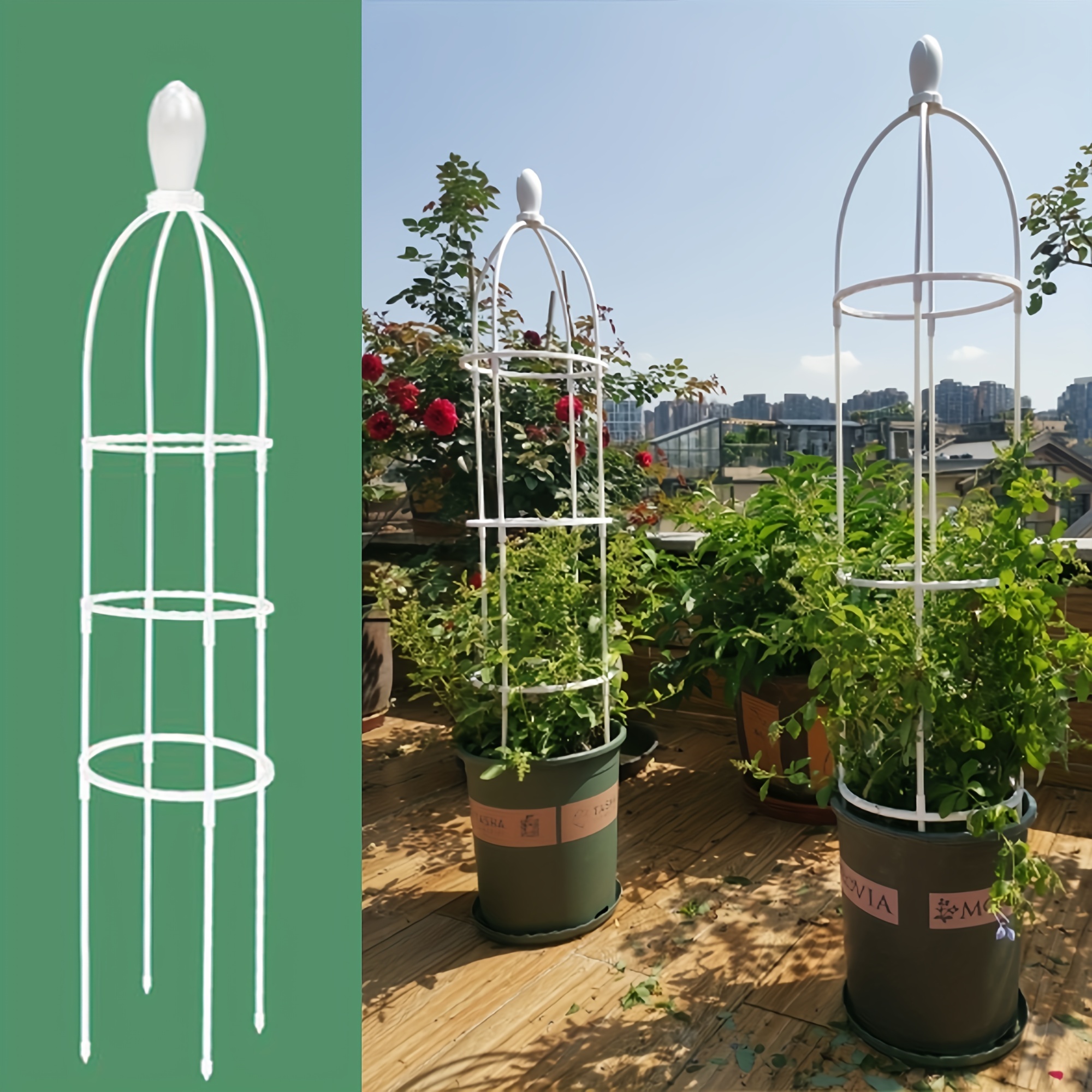 1 pack garden obelisk trellis for climbing plants round obelisk trellis for climbing vine can help   of roses   ivy     long stems   houseplants etc  