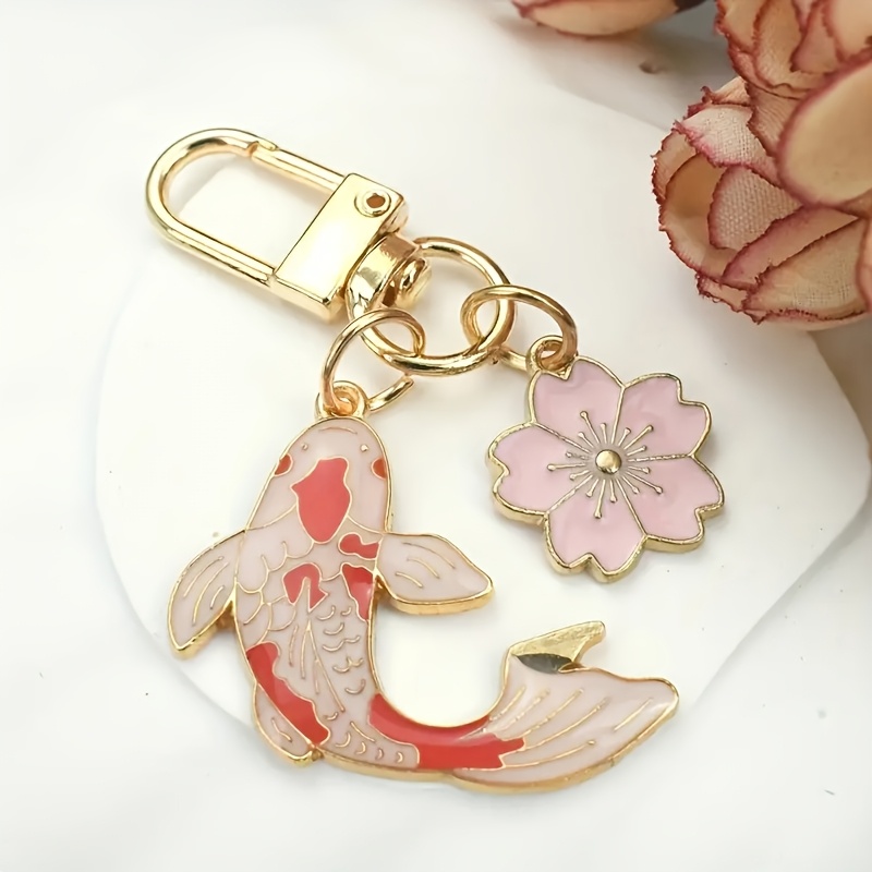 TEMU 1pc Creative New Diy Haruhi Sakura Koi Keychain Cartoon Looking Mini Simulation Koi Model Key Ring Good-looking Mobile Phone Backpack Hanging