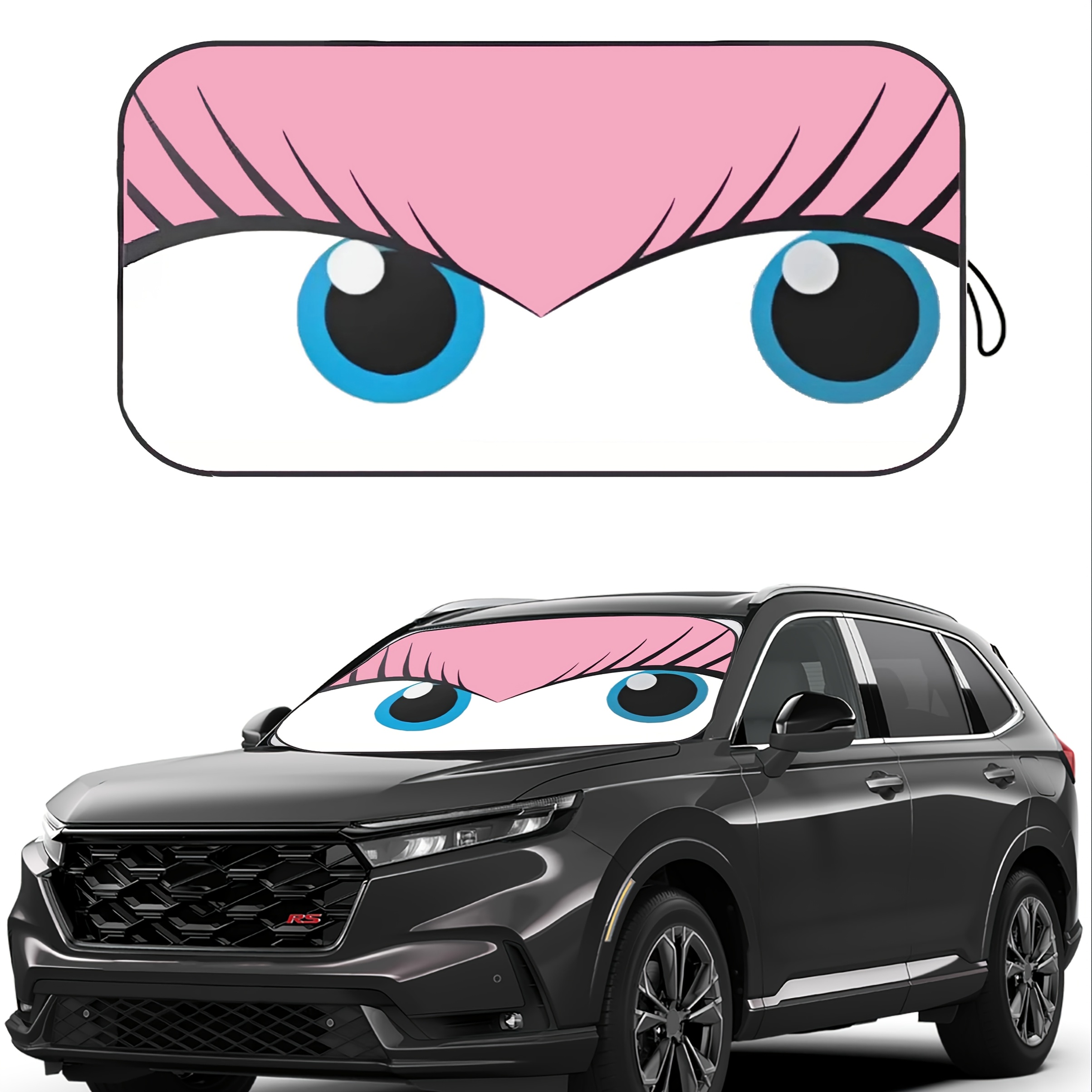 TEMU Pink Car Sunshade With Uv Protection, Portable Windshield Cover For Front Window Heat Shielding And Ultraviolet Blocking Barrier, Parking Shade