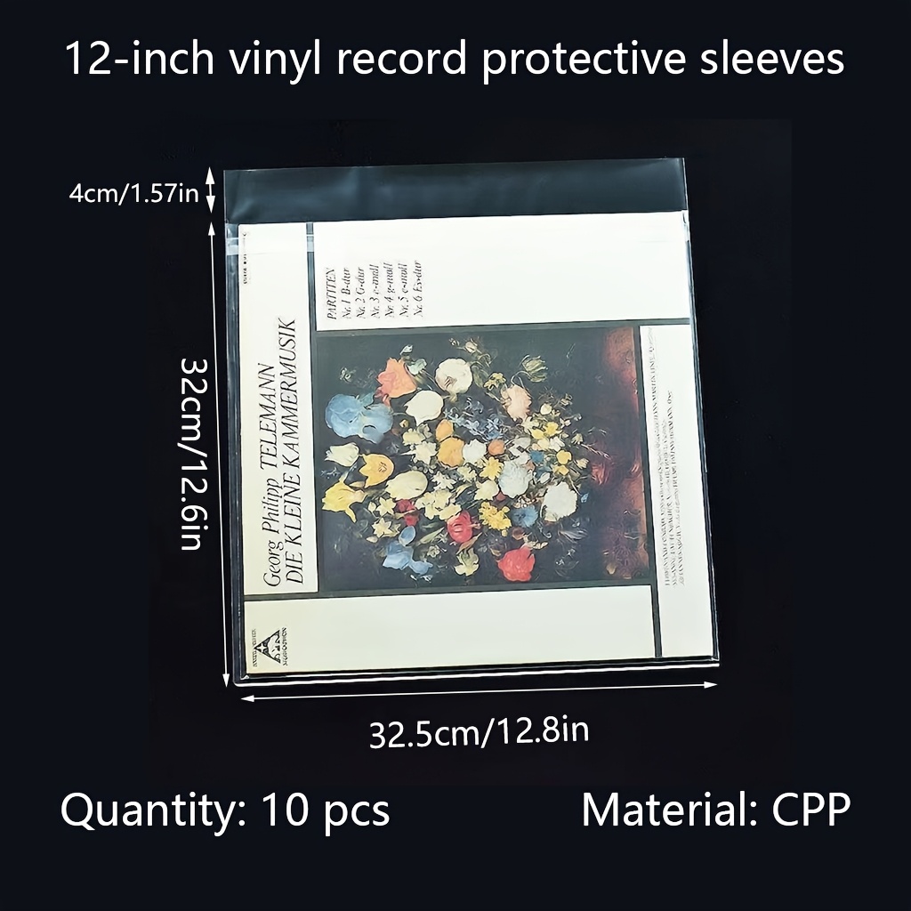 TEMU Fundas protectoras de vinilo CPP de , cubiertas exteriores gruesas para LP de 12 pulgadas, fundas autosellables para almacenamiento de discos