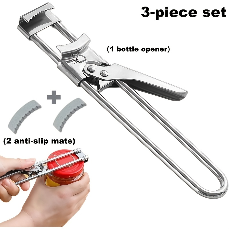 E-shop 3-teiliges Set Verstellbarer Edelstahl-Dosenöffner - Küchen-Lebensmittelöffnungsszenario - Multifunktional, Rutschfest, Deckel-Entfernung - für