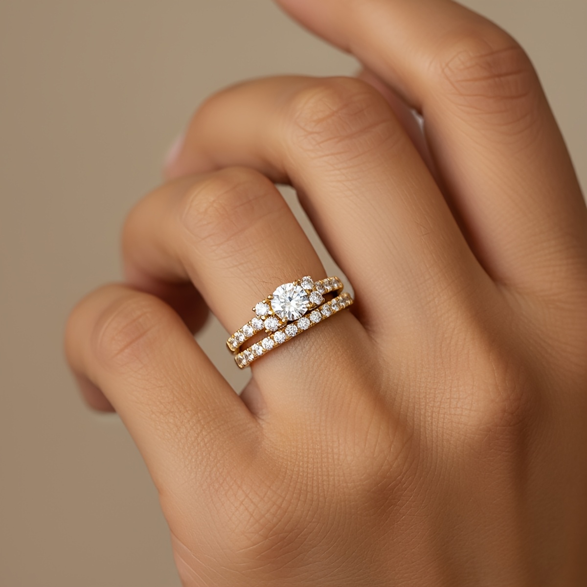 Women's Designed Round Ring Set, Versatile Fashion