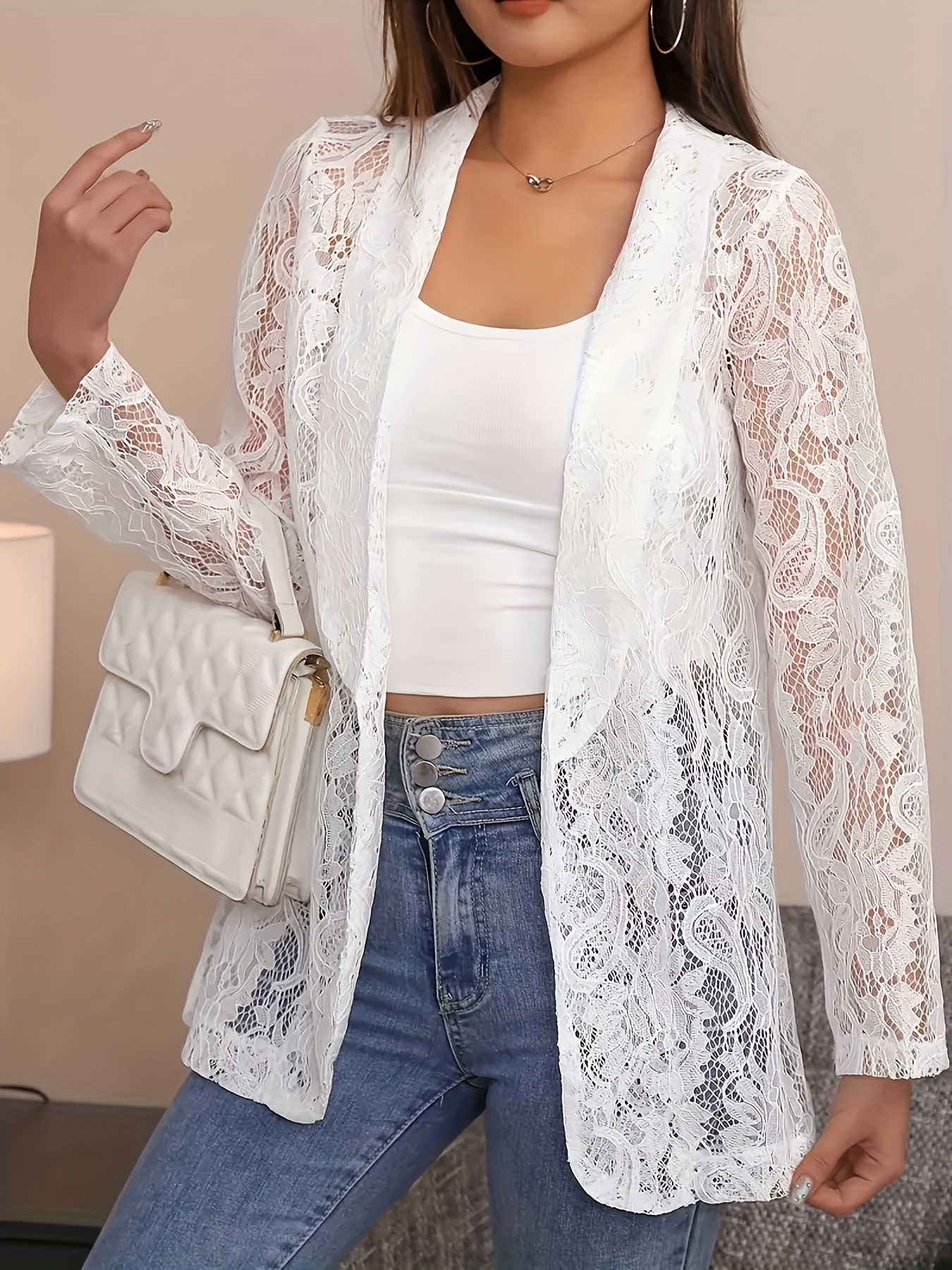 damen plus size elegante schwarze spitzenkarte langarm Temu