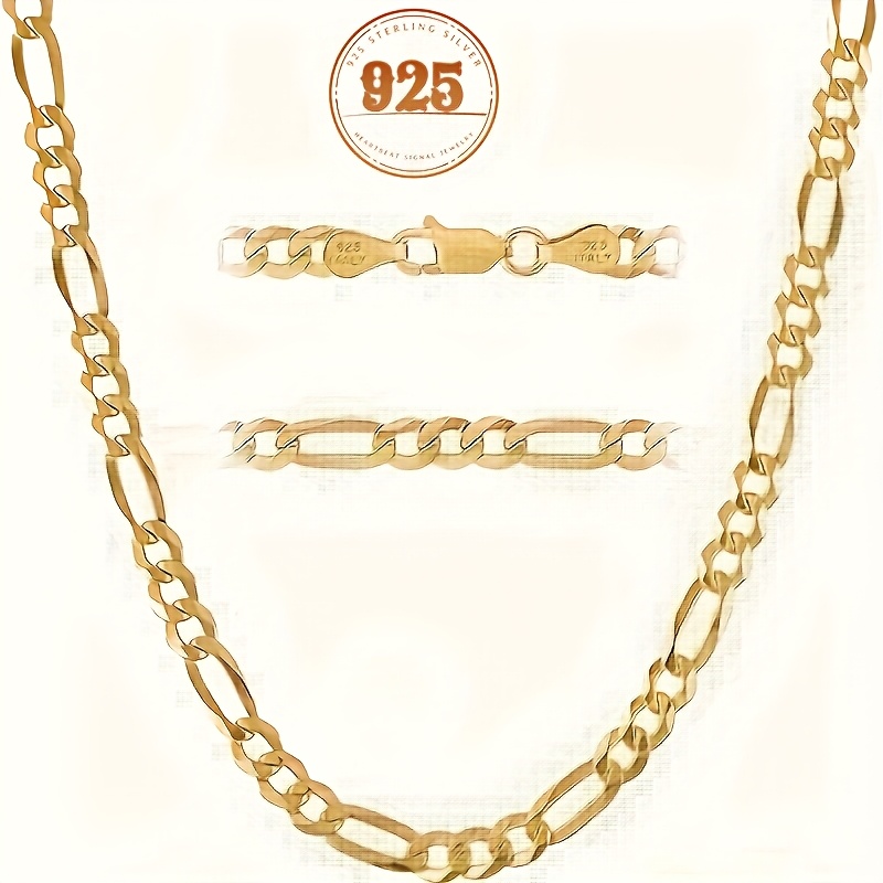 

Elegant 925 Silver Chain Necklace, 18k Gold Plated - Hypoallergenic,, Weddings, Parties, And Gifts, Includes Gift Box