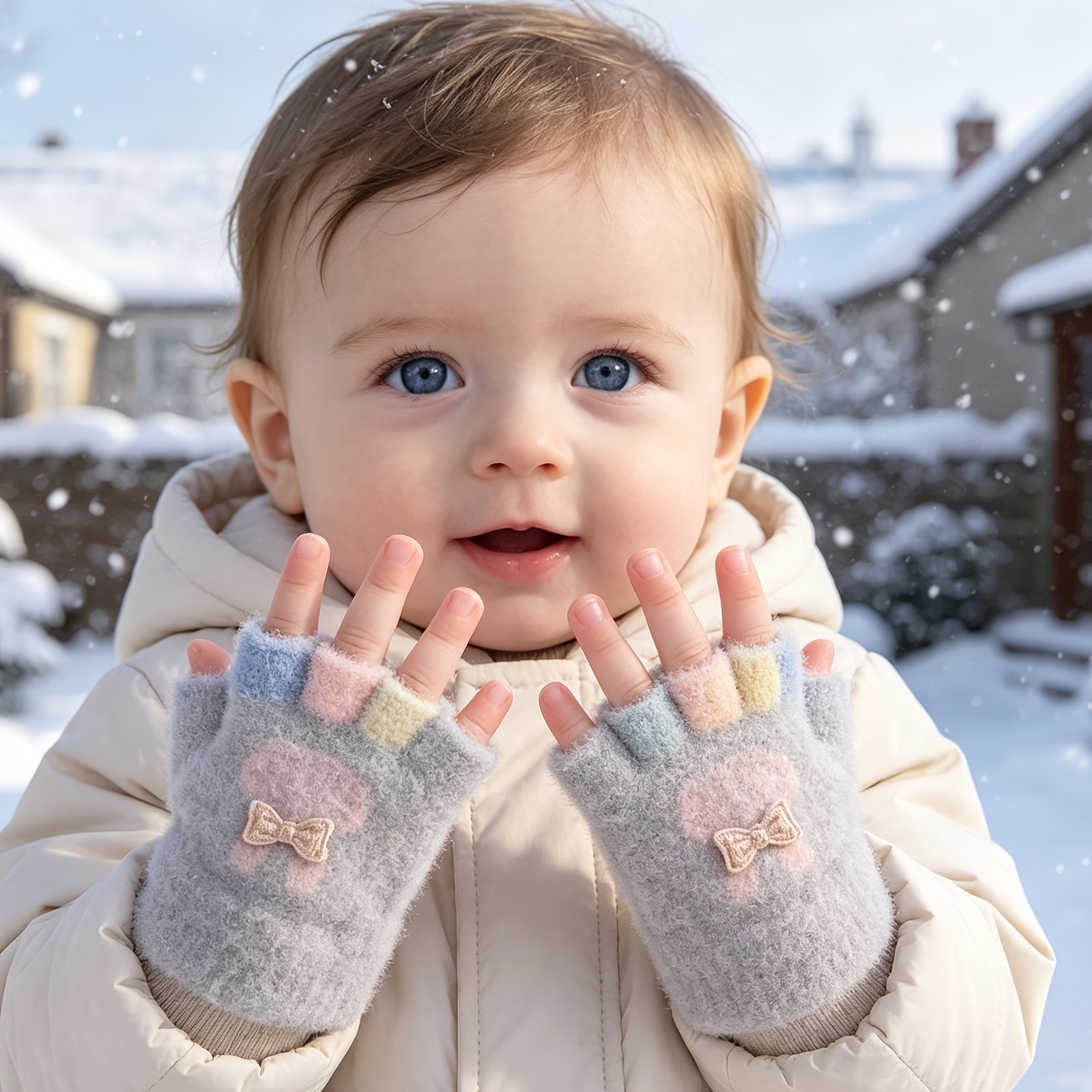 baby mittens autumn winter warm boy crawling five finger - Temu