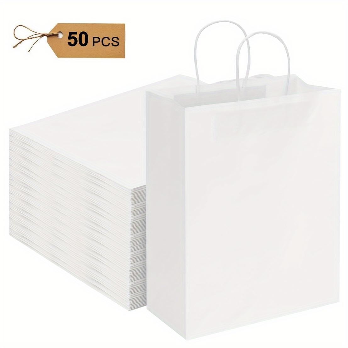 50pcs paper gift bags white paper bags Temu South Africa
