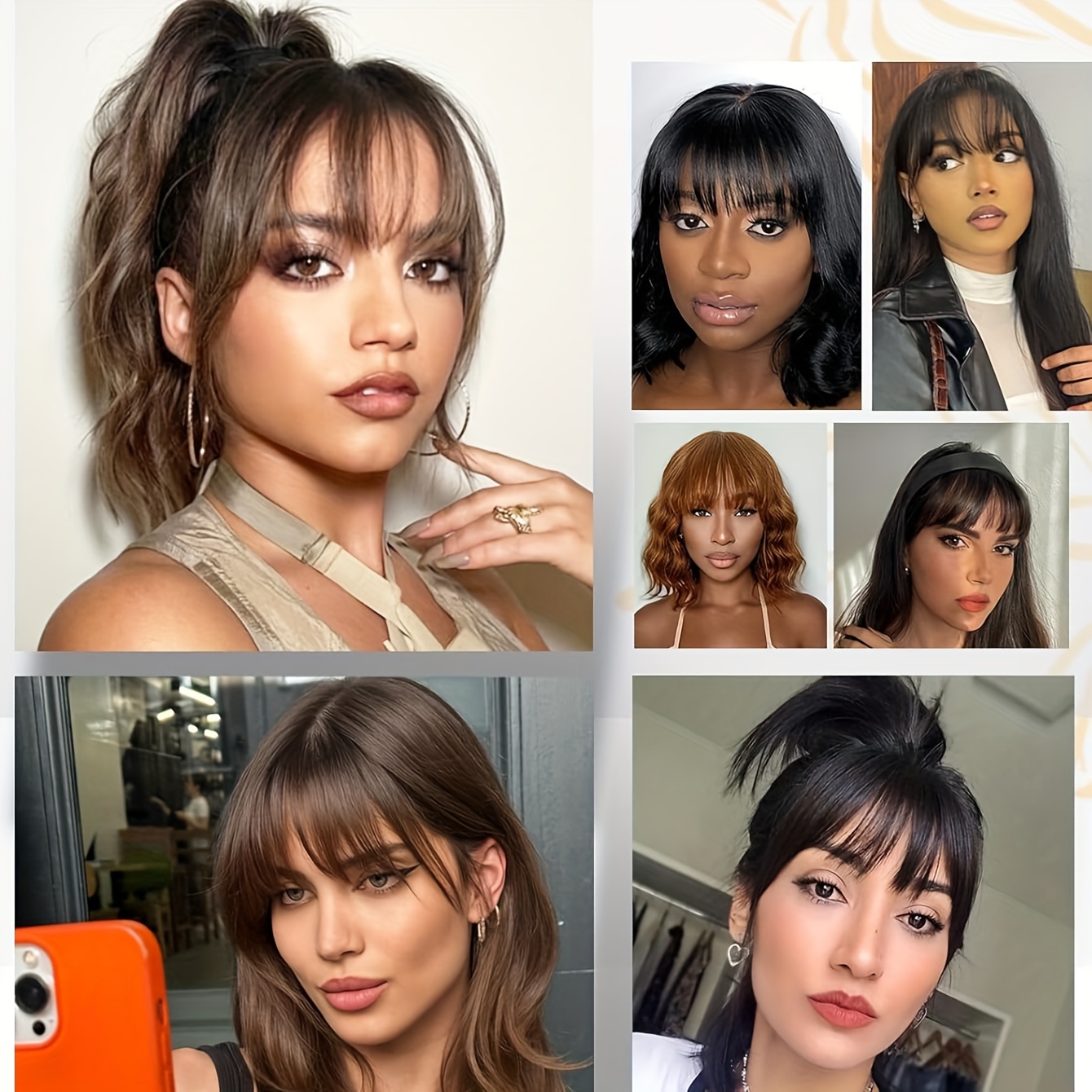 womens straight synthetic clip in hair bangs 6 inch comfortable breathable mesh versatile hairpiece for all   air fringe extension details 0