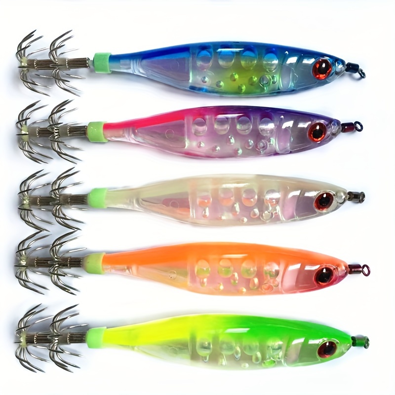 

5pcs -the-dark Squid Jigs - Fishing Lures With Laser Umbrella Hooks For Nighttime Sea Fishing, Bobbers For Fishing