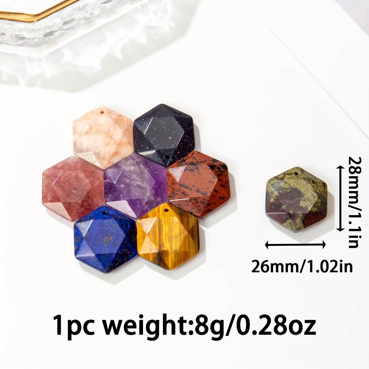 Natural Stone Hexagon Star Large Satellite Hexagon Pendant for Jewelry Making