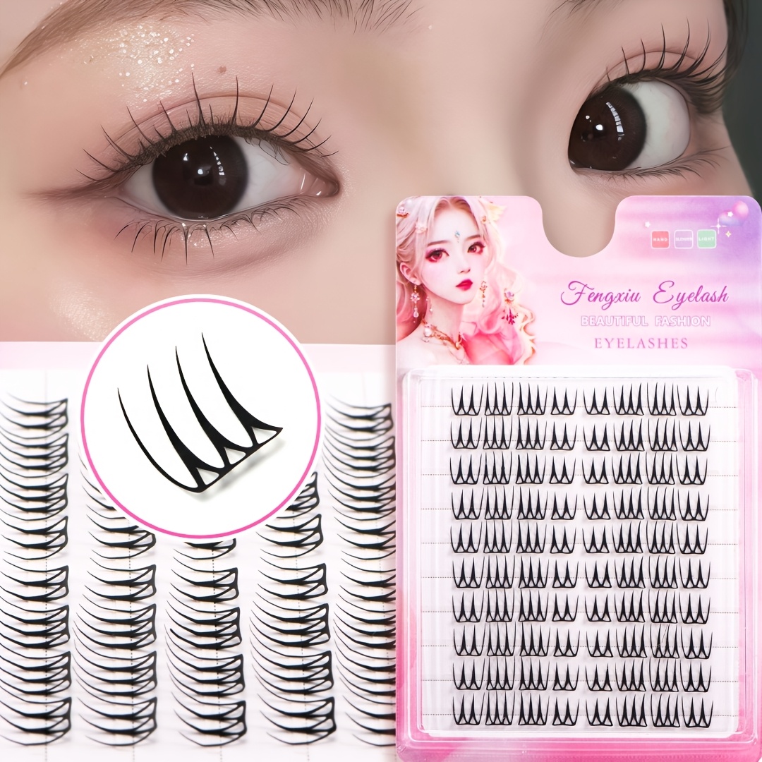 10-Row Cluster False Eyelashes, 80 Mixed Length Curl Clusters