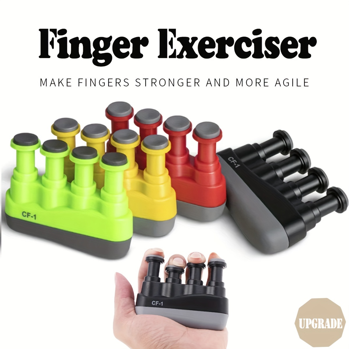 

1 Upgraded Finger Exerciser In Vibrant Colors - 4- Grip Strengthener For Guitar, , Keyboard, Climbing, Violin, Saxophone & More - Abs Material, Ideal For Musicians & Athletes, Finger Strengthener