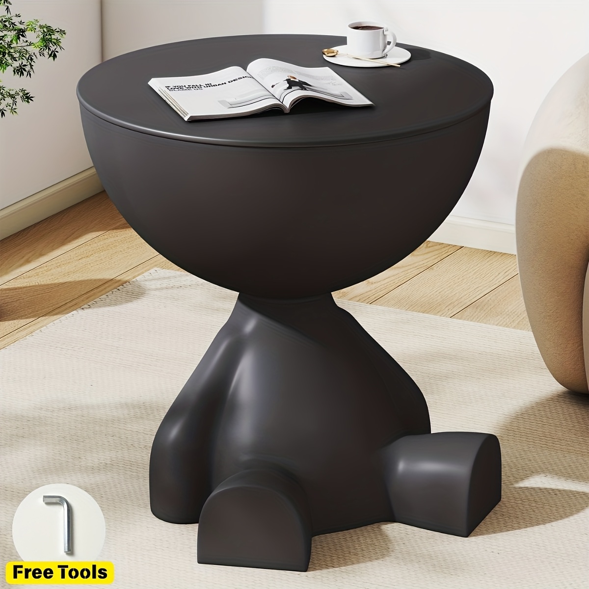 TEMU Cute Round End Table With Hidden Storage, Versatile Sofa Side Table Or Nightstand As A Gift, Ideal For Small Rooms, Stylish Gift For , Installation Tools Included, Decorations