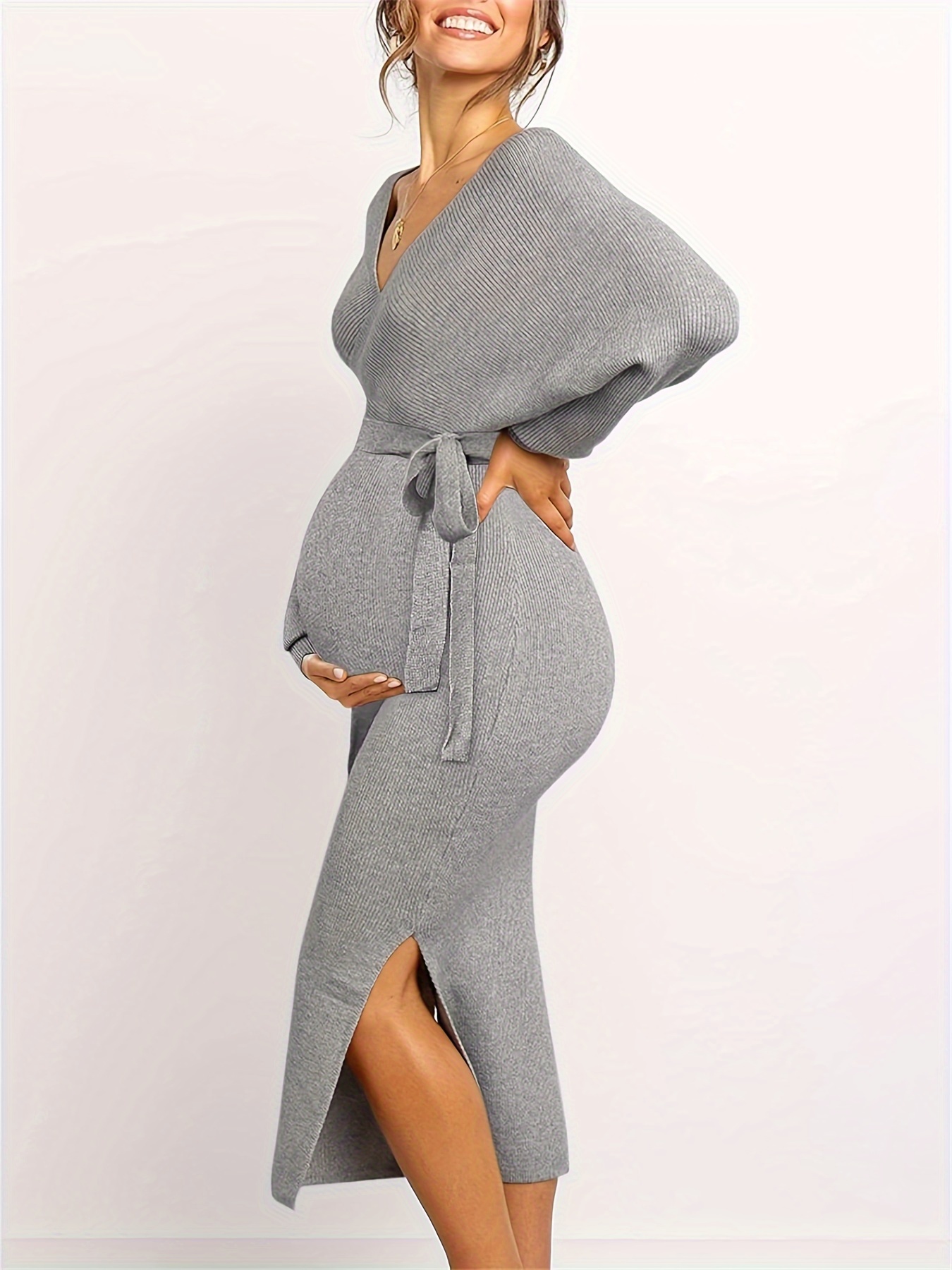 Elegant Maternity Dress womens maternity nursing sweater dress knit - Temu