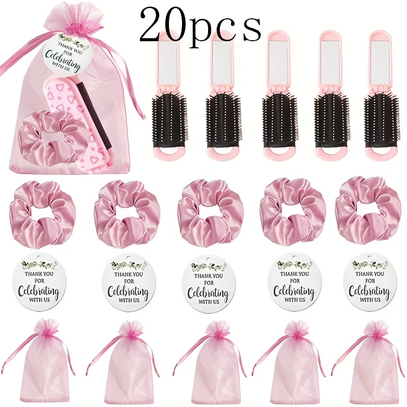 E-shop 20-teiliges Set Faltbare Luftkissen-Kamm-Spiegel, mit Karten, Handtaschen und Seil, geeignet für Damen, Brautjungfern, Hochzeitsgeschenke,