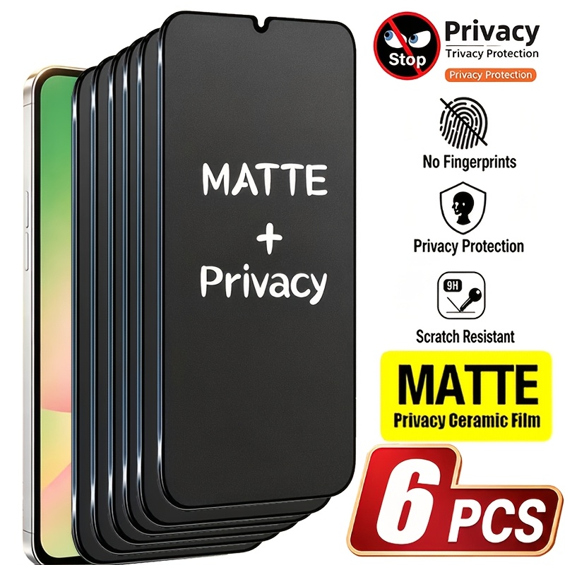 TEMU 6pcs Anti-spy Frosted , , Matte Texture, Tpu Soft Film, Suitable For Galaxy