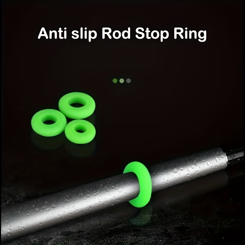 

5pcs Green Silicone Fishing Rod Stopper Rings - Non-slip, High For Grip & Control