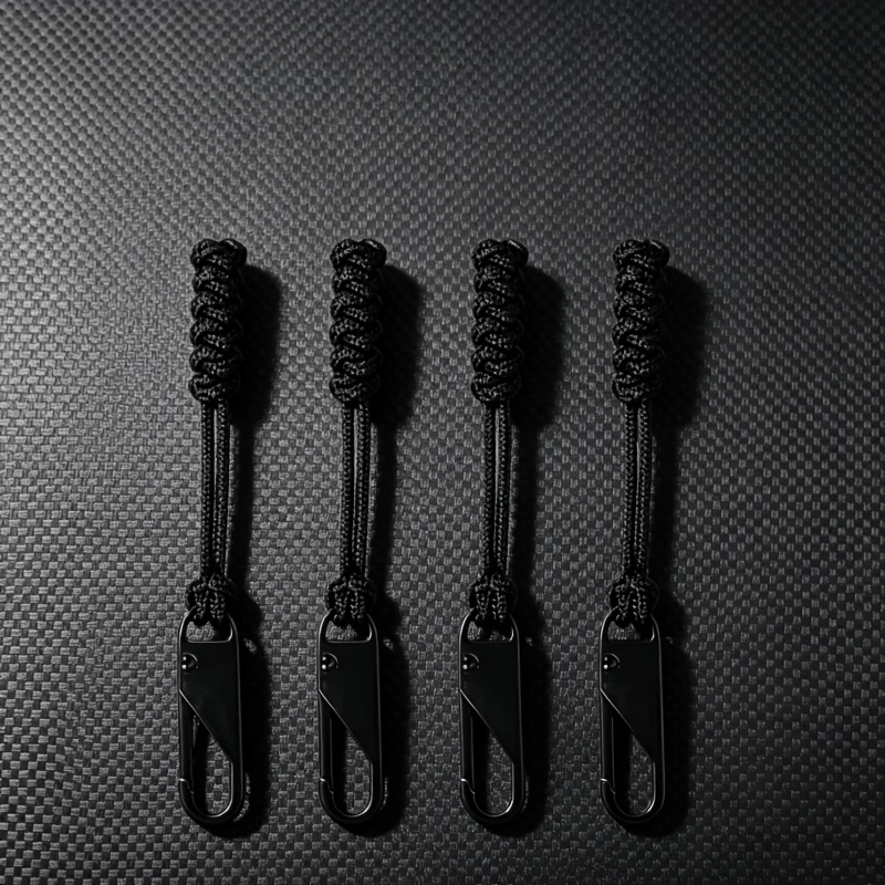 TEMU 4pcs Woven Zipper Pull Replacement Tags, Detachable Rope Zipper Extender Pull Tabs, Zipper Puller Cord, Heavy-duty Zip Fixer Additions For