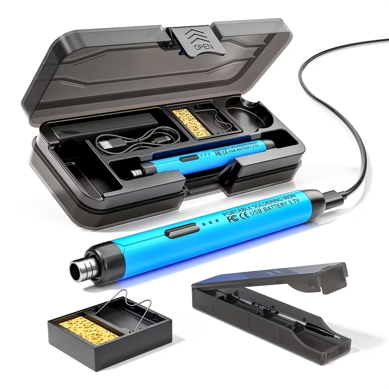 TEMU Kit di saldatura portatile USB ricaricabile e plug-in a uso, regolabile, riscaldamento , strumento di riparazione elettronica, penna per