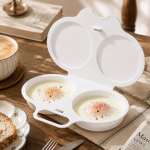 1pc white egg steamer box plastic multi functional egg cooker suitable for use in home kitchen baking microwave oven steamer used for making breakfast lunch and lunch boxes egg soup and boiled egg tools suitable for season
