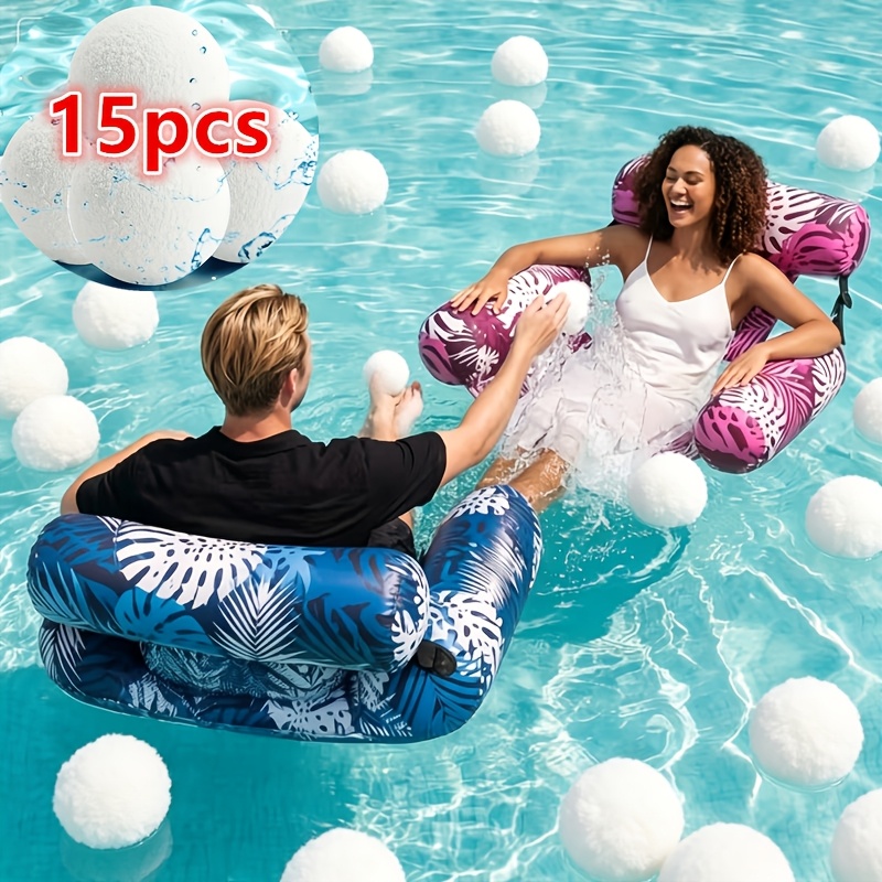 Image of 15pcs Pool Cleaning Balls, Fiber Balls, Suitable For Spa Bathtubs And Hot Tubs, Reusable Oil-absorbing Balls, Washable Hot Tub And Spa Oil-absorbing Balls, For Removing Scale, Spa Filter Balls