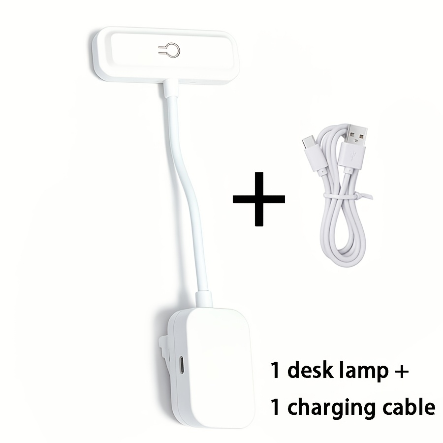 TEMU Lot de 2 pièces (Lampe de lecture à pince + Câble de charge) Lampe de lecture à pince LED rechargeable, Lampe de lecture flexible à col de cygne