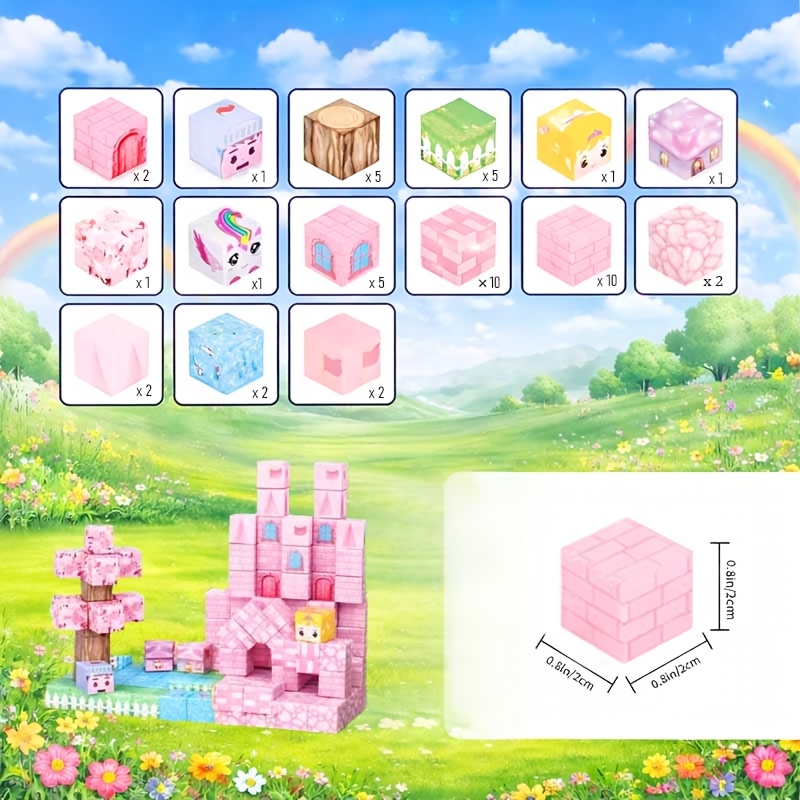 200pcs Magnetic Building Blocks, Sakura Snow Castle Theme