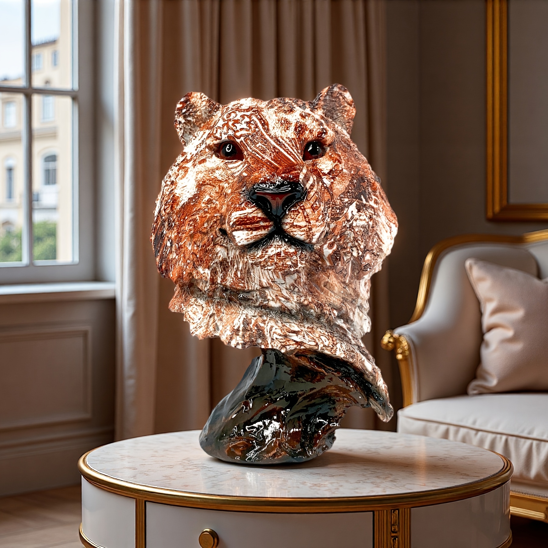 1 stuks Wilde Beeld - Realistische Wildleefscultuur van Hars met Expressieve Ogen, Elegante Huisdecoratie voor Woonkamer, Kantoor, Jachthut, Café, Jachthut Decor, Kantoordecoratie, Gedetailleerde Sculptuur, Decoratief Beeldje, Kantoorpersoneel, sculpturen en beelden, beelden decoratie binnen, beeldjes decoratie binnen, kattenbeeldjes, beeldjes decoratie woonkamer, beeldjes decoratie, woonaccessoires woonkamer, ven