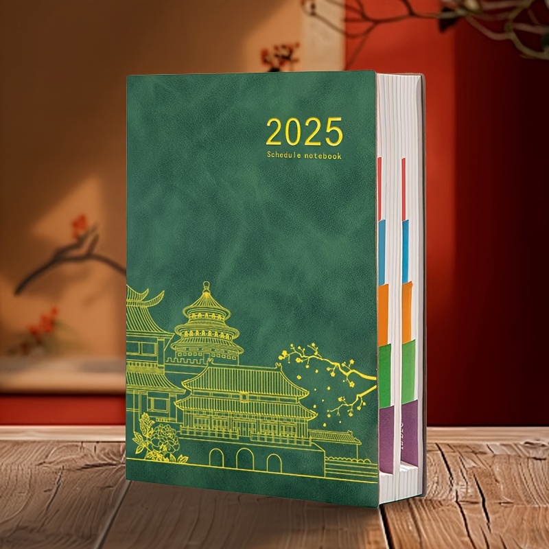 TEMU [new Product Promotion] 2025 National Notebook Thickened Schedule With Leather Face Learning Notepad Wholesale