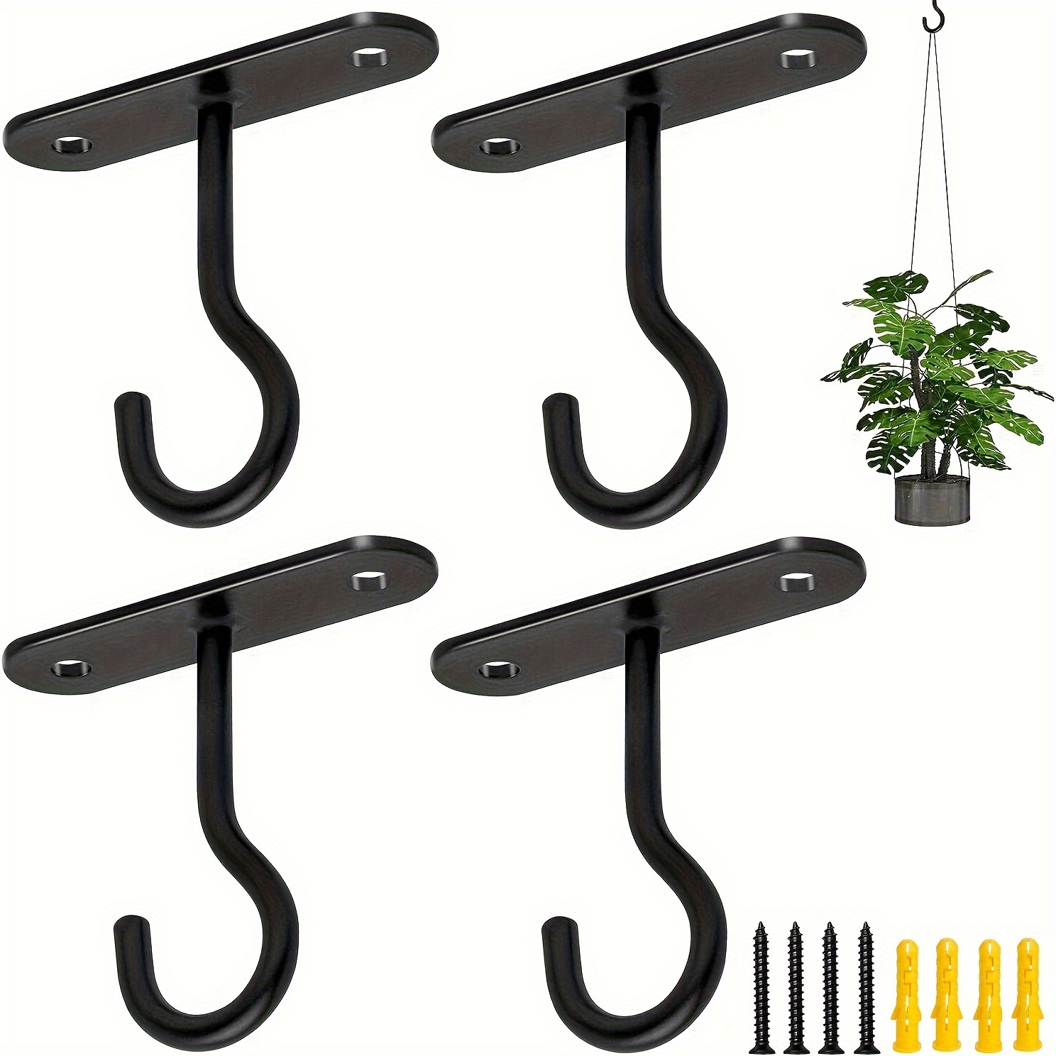 4pcs Ceiling Hooks For Hanging Plants Wall Mount Plant Hanger Hook Wall  Hooks For Bird Feeders Lights, Lanterns