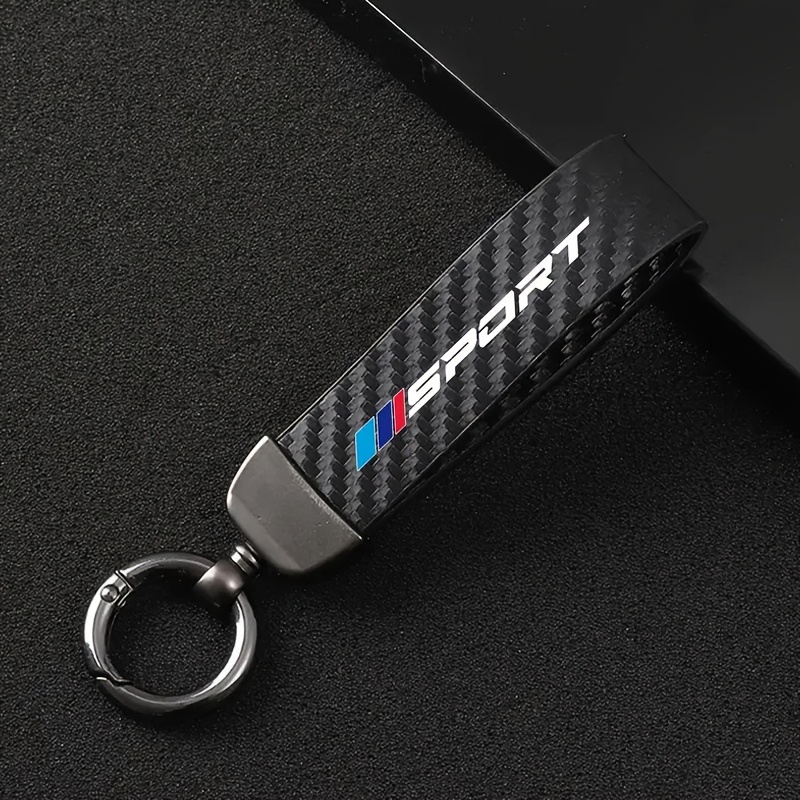 

Car Keychain With Carbon Fiber Design, Non-braided, Metal Keyring For Bmw, Fashionable Automotive Key Fob