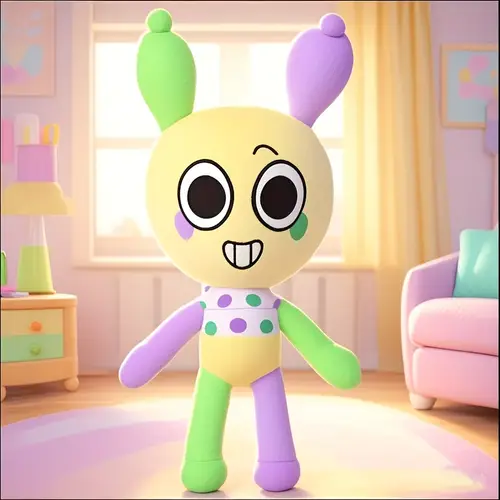 world pebble plush stuffed animal cute with big eyes polka dot swimsuit bunny ears gray white yellow gift for boys girls room decor for halloween christmas birthdays stuffed plushies room accessory design construction