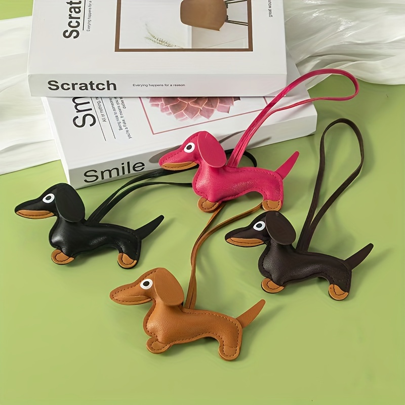 

1pc Cute Dachshund Pu Leather Keychain & Phone Lanyard - Anti-lost Diy Wallet Crafting Accessory, Decorative Pendant In Black, Brown, Pink & , Phone, Bag, Or Keys, Diy Wallet Making