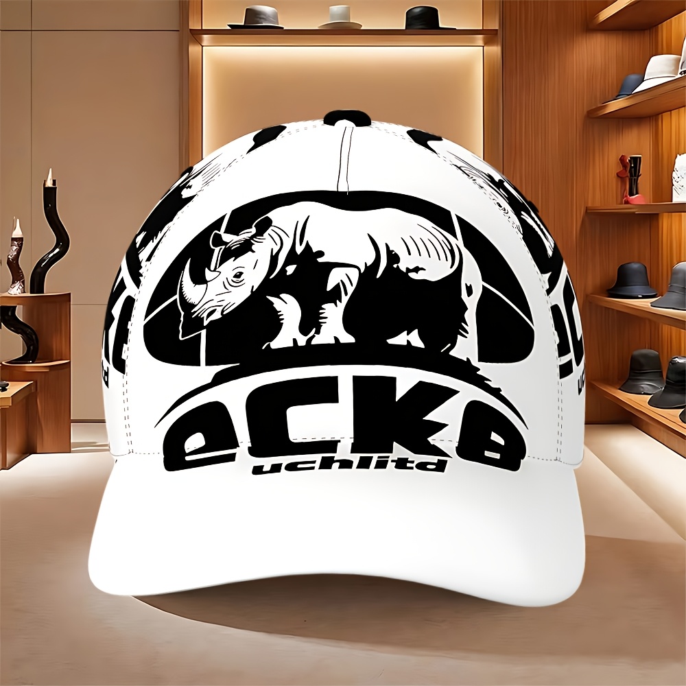 TEMU Retro Graphic 2d Flat Black Trendy Adjustable Snapback Baseball For Men Edgy Streetwear Christmas Gift Hiking Camping Daily Wear 1pc