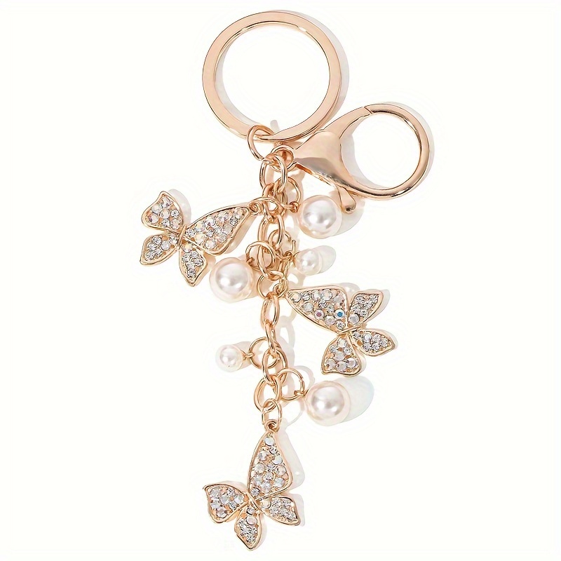Image of A Stunning Pearl Drop Oil Keychain, Stylish And Classic, Romantic And Beautiful, Perfect As A Car Bag Charm Gift For A Girlfriend
