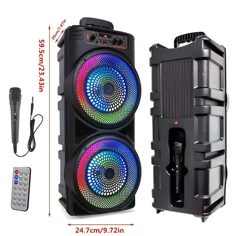subwoofer de 8000w,   completo rgb de 26 colores, altavoces duales de 8.5 pulgadas, diseño portátil con micrófono cableado, regalo de vacaciones, soporta aux/tws/tf/usb