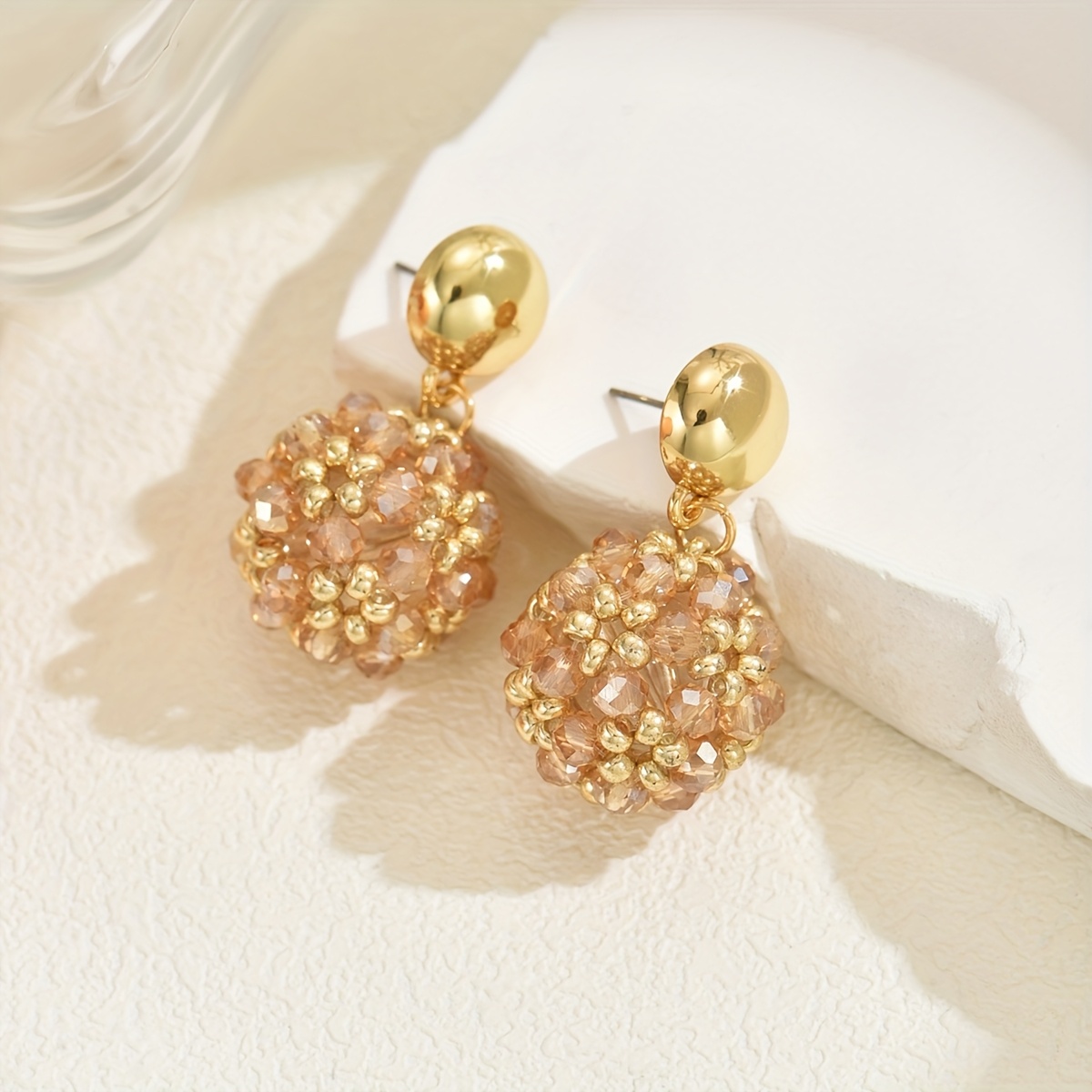 Boho Vacation Style Beaded Earrings Small Ball Retro DIY Dangle Earrings Women'S