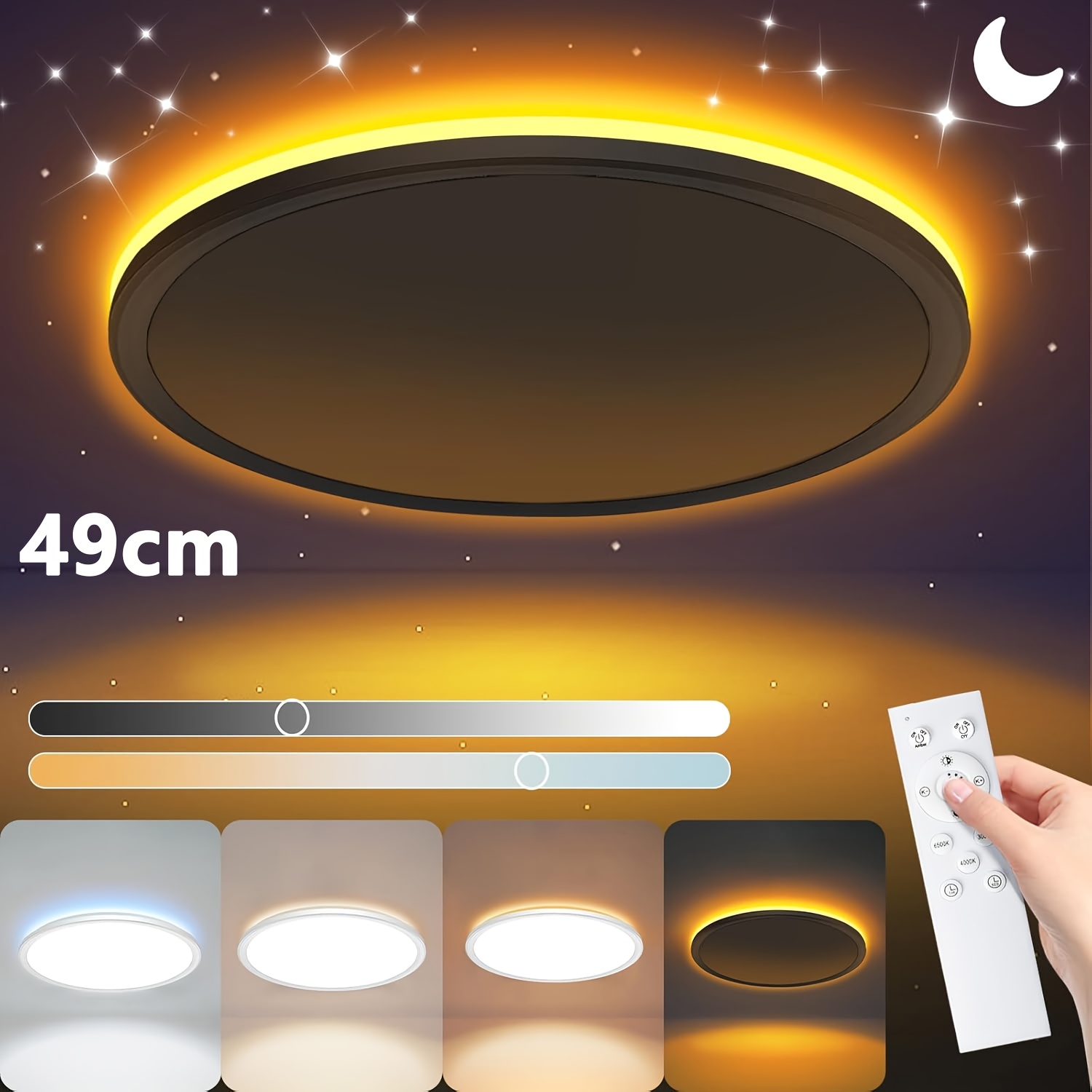 36w Led Ceiling Light Dimmable, 39cm Ceiling Lamp With Remote Control, Night Light Warm, Panel 3000k-6500k Dimmable For Bedroom Room Living Room/living Room/kitchen Lamp