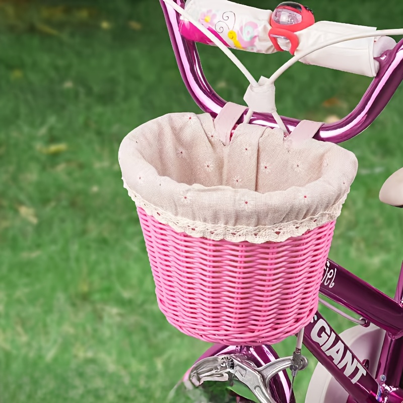 1pc bicycle basket white lining retro woven storage basket Temu