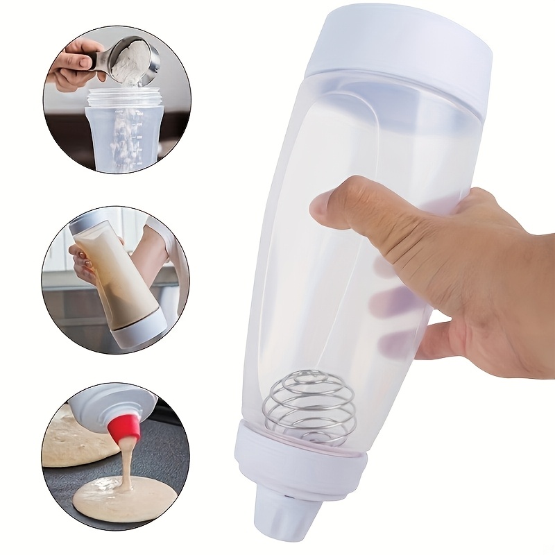 TEMU 1 Unit Of A 1000ml/33.8oz Pancake Batter Dispenser And Mixer, A Manual Shaking Mixing Bottle - Perfect For Cupcakes, , Cakes, And Baked Goods -