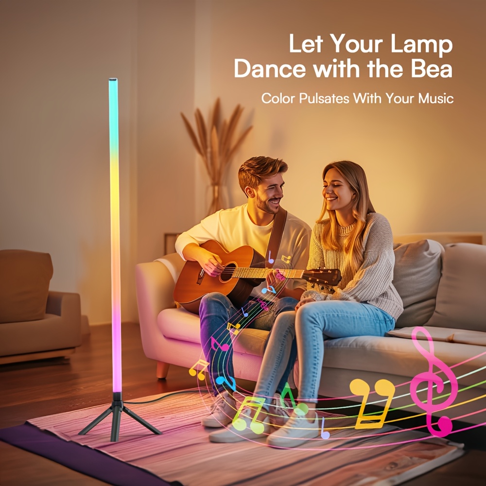 TEMU Led 1/ 2 Pack Corner Floor Light - 16 Million Color-changing, Rgb Smart Modern Light Adjustable 55.9 Inches 142 Cm, With Remote And App Control,