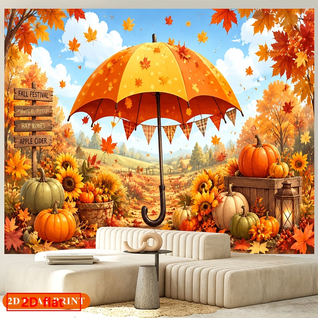 Autumn Leaves Pumpkin Scene Polyester Backdrop