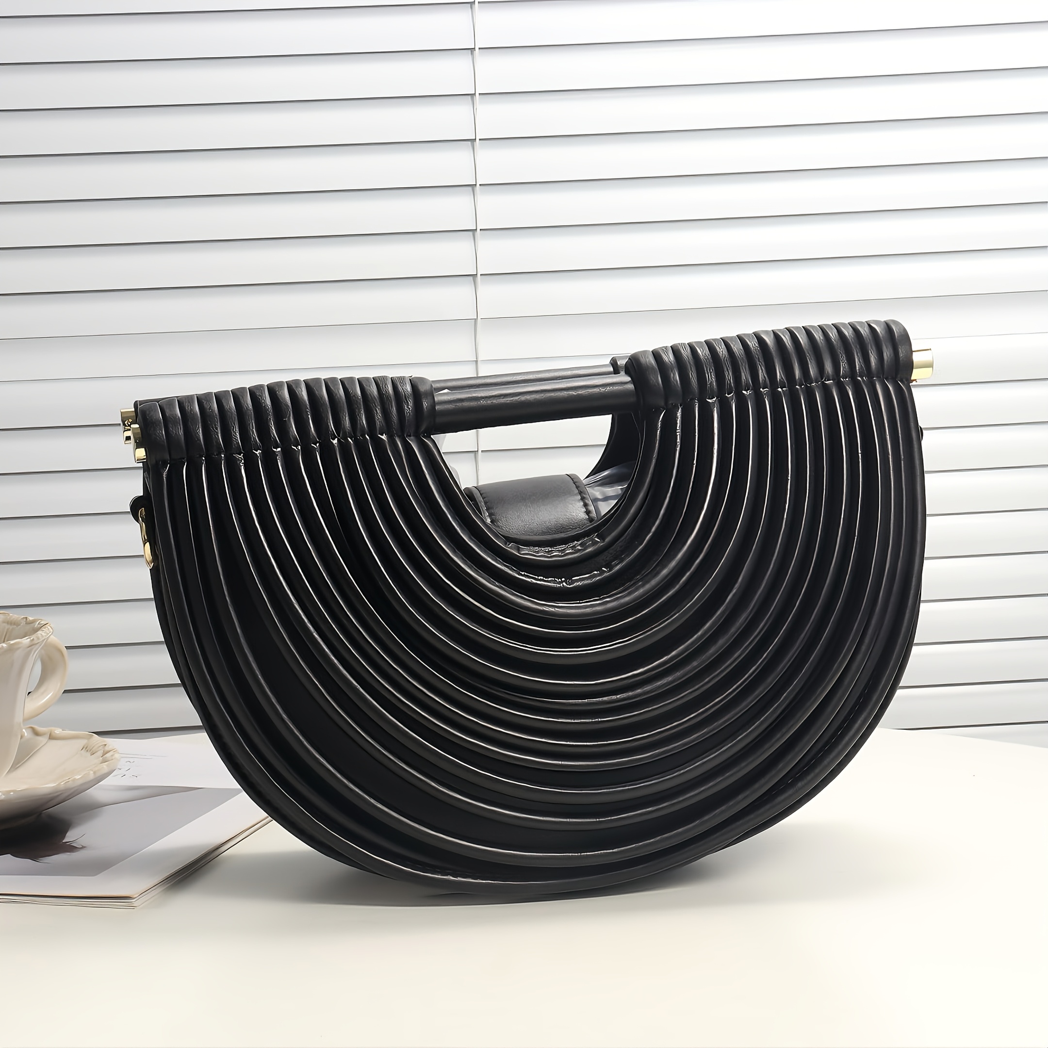 Luxury Women'S Large Capacity Party Handbag - Elegant PU Evening Clutch with Snap Closure, Adjustable Strap, Magnetic Closure, Polyester Lining, Striped Pattern, Perfect for Formal Events, Weddings, and Banquets - Exquisite Crossbody Bag for Daily Use and Wedding Accessories, Wedding Accessory | Elegant Clutch | Magnetic Closure Bag, Wedding Purse, Purse For Women, Handbag For Women, Wallet For Women