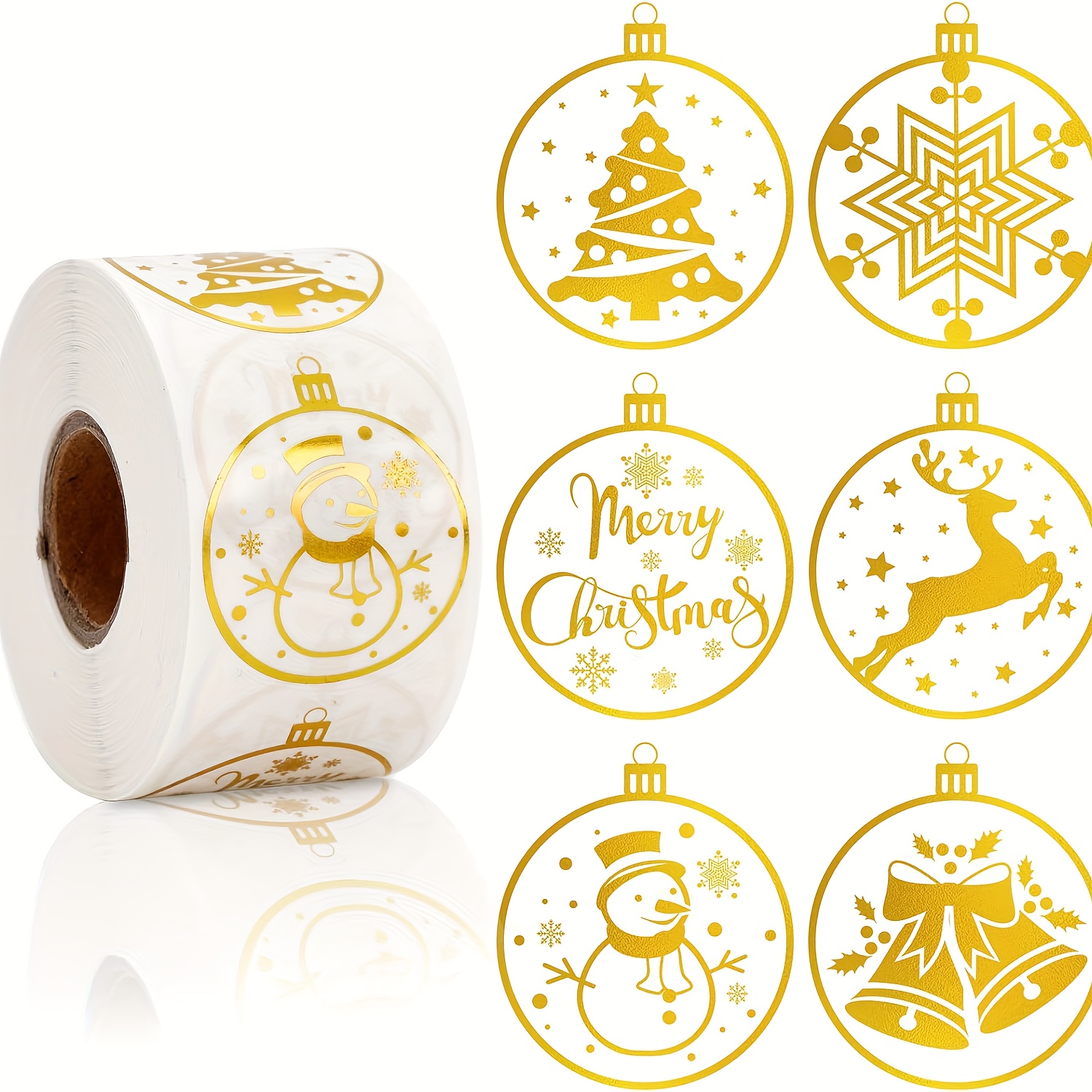 Image of 500pcs/roll Transparent Christmas Snowman Stickers Party Christmas Gifts Decorative Labels Stationery Sticker