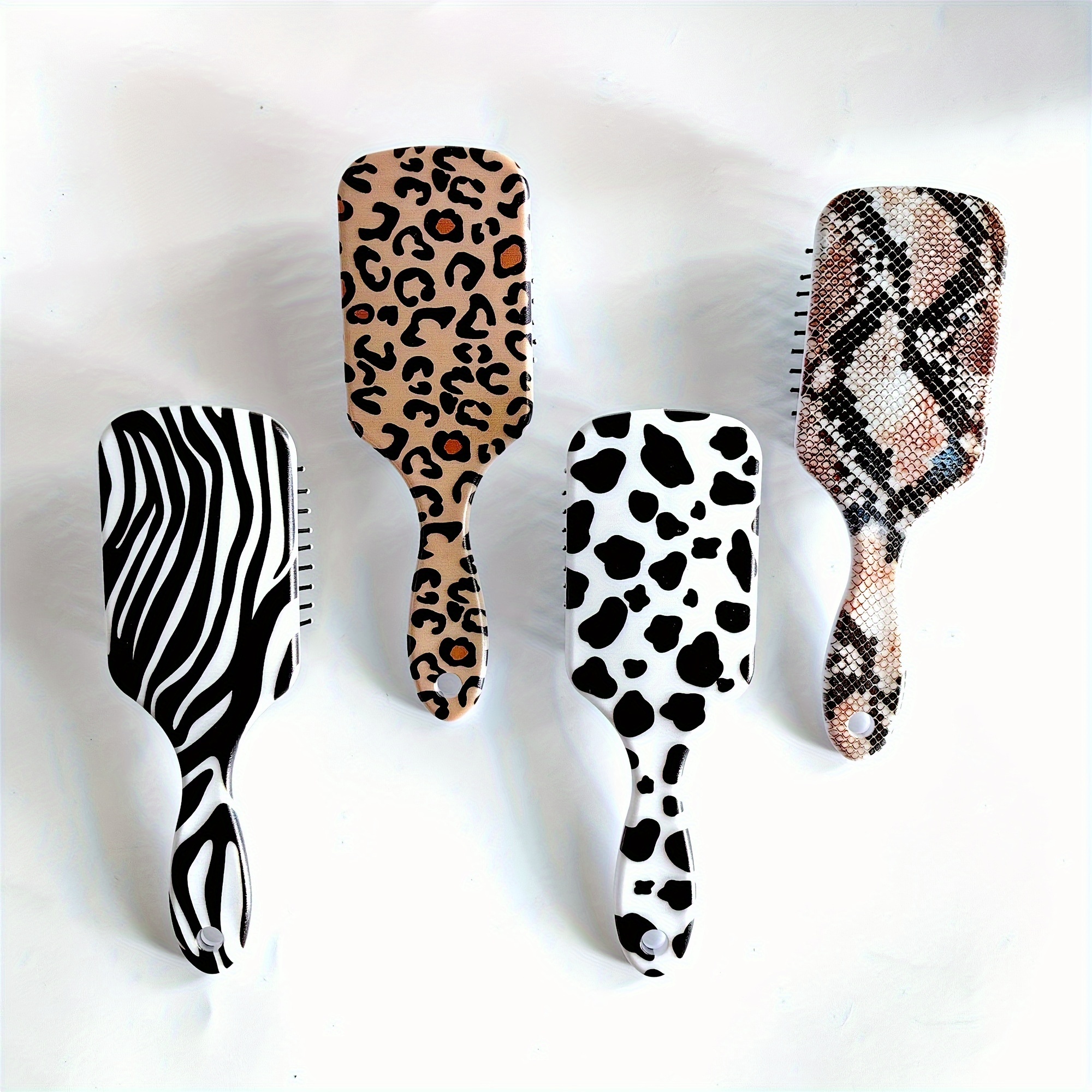

Animal Print Hair Brushes - Cow, Zebra, Leopard, Snake Designs - Stylish Hair Tools For Normal Hair Types