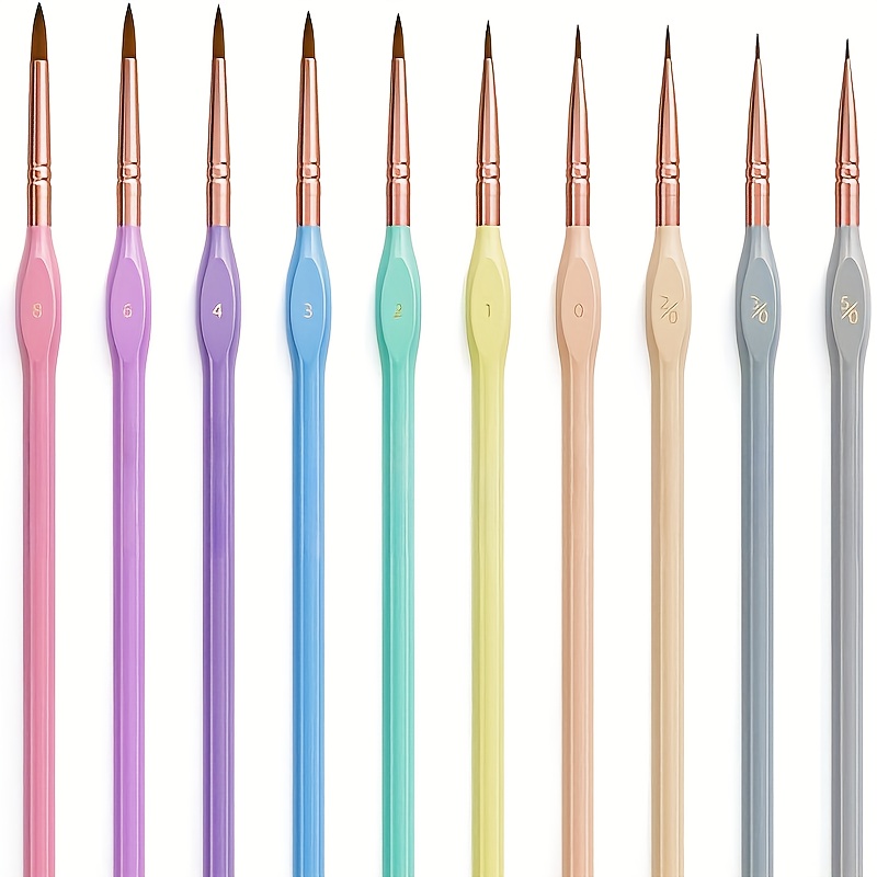 Image of 10pcs Fine Detail Paint Brushes Set, Miniature Painting Kit For Art, Crafts, Oil, Acrylic, Watercolor - Wood Handle Small Paintbrush For Model, Face, & Paint By Number