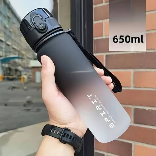 1pc of gradient water bottle in 650 750 1000 milliliters leak proof opening with a convenient strap and outdoor activities