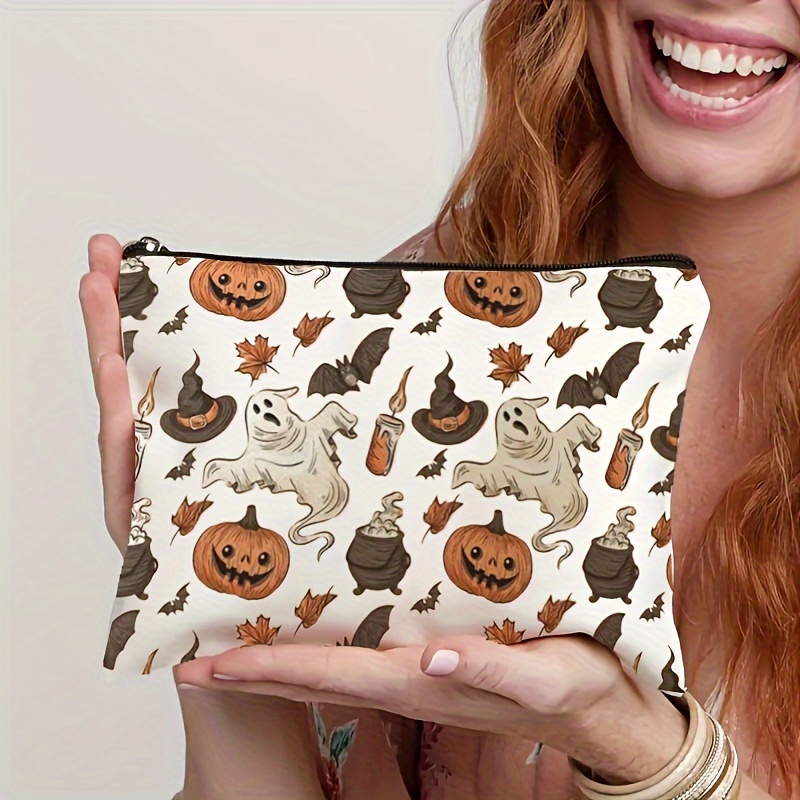 

Pumpkin And Pattern Cosmetic Bag Makeup Bag, Zipper Pouch, Snack Bag, Makeup Organizer For Travel, Pencil Pouch, Bag, Toiletry Bag