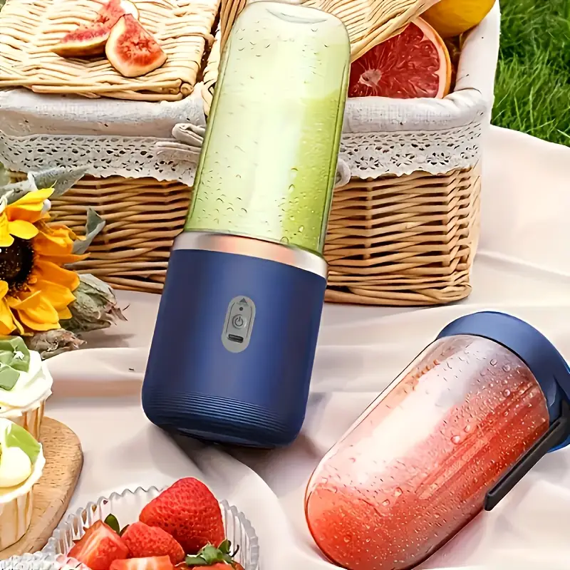 6 blade 2 in 1 portable blender and juicer with compact juicer cups usb rechargeable 13 4oz dual cup capacity ideal for fruits and vegetables durable ppsu material round shape home use and wholesale details 2