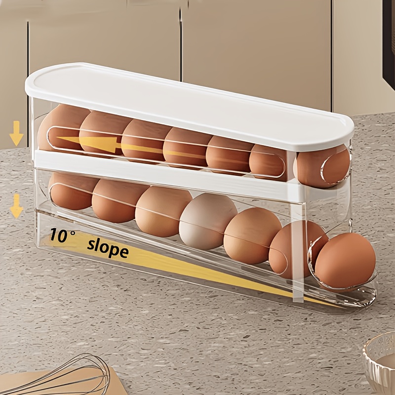 Image of Adjustable Rack With Lid, Stackable, Durable Plastic Material, Capacity For 18 Eggs, No Battery Required, Kitchen Storage Accessory