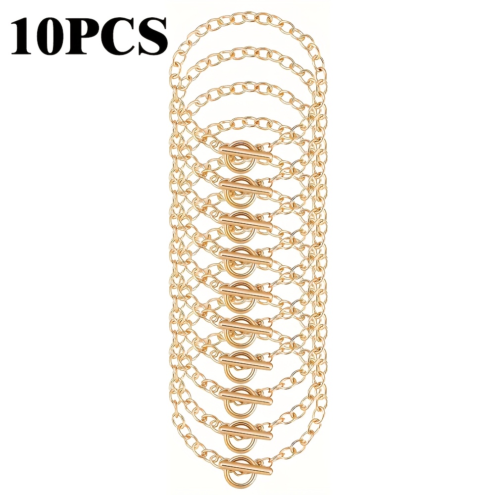 10pcs Bracelet Chains With Ot Toggle Clasp Alloy Bracelet Link Chains Jewelry Making Bracelets Chains For Women Jewelry Crafts Supplies (golden, Silvery And Rose Golden)